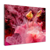 Karo-art Schilderij - Abstracte bloemknop, roze, geel , 3 maten , premium Print - thumbnail