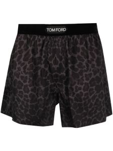 TOM FORD boxer en soie à imprimé léopard - Noir