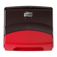 Reinigingsdoekdispenser Tork W4 Performance wandmontage zwart/rood 654008 - thumbnail