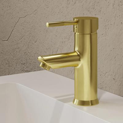 Wastafelkraan SaniClear Brass Stripes | Opbouw | Mengkraan | Standaard model | Geborsteld messing - mat goud
