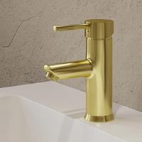 Wastafelkraan SaniClear Brass Stripes | Opbouw | Mengkraan | Standaard model | Geborsteld messing - mat goud