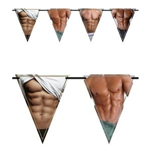 Vlaggenlijn bloot mannenlijf/torso - 6 meter - plastic - sexy - vrijgezellenfeest