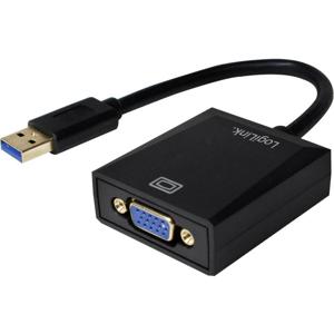 LogiLink UA0231 USB / VGA Adapter [1x USB 3.2 Gen 1 stekker A (USB 3.0) - 1x VGA-bus] Zwart 10.00 cm