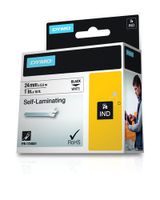 Labeltape Dymo Rhino 1734821 viny 24mmx5.5m zwart op wit - thumbnail