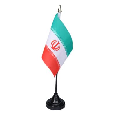 Vlag Iran tafelvlaggetjes - 1x stuks - 10 x 15 cm vlag - met zwarte standaard Vlag Iran tafelvlaggetjes - 1x stuks - 10 x 15 cm vlag - met zwarte standaard
