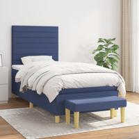 Boxspring met matras stof blauw 100x200 cm