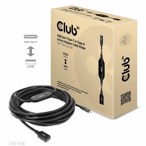 club3D USB-adapter USB 3.2 Gen1 (USB 3.0 / USB 3.1 Gen1) USB-C stekker, USB-A bus 10.00 m Zwart CAC-1538