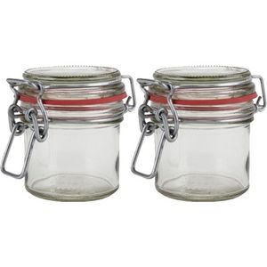 2x Mini weckpotten/inmaakpotten 100 ml met beugelsluiting