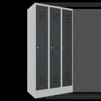 Kledinglocker voor 3 personen - H.185 x B.90 cm - Lichtgrijs (RAL7035) Antracietgrijs (RAL7016)