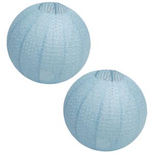 Chaks Lampion - 2x - luxueus -  bolvormig - licht blauw - 40 x 37.5 cm - papier - gedecoreerd