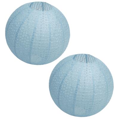Chaks Lampion - 2x - luxueus -? bolvormig - licht blauw - 40 x 37.5 cm - papier - gedecoreerd? Chaks Lampion - 2x - luxueus -? bolvormig - licht blauw - 40 x 37.5 cm - papier - gedecoreerd?
