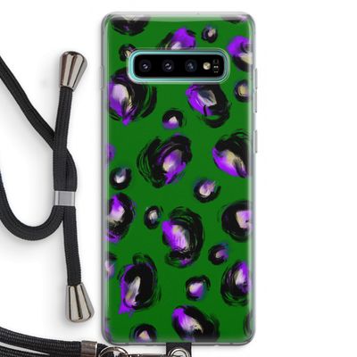 Green Cheetah: Samsung Galaxy S10 Plus Transparant Hoesje met koord