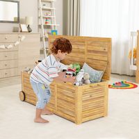 Opbergkist voor Buiten op Wielen 182 L Acaciahouten Terrasopbergkist met 2 Wielen 1 Handgreep Waterbestendige Voering 127 x 50 x 45 cm