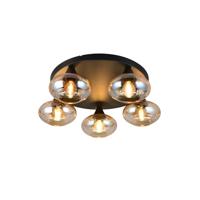 Trio PlafondlampDivina 5-lichts zwart met amber glas - R66645013