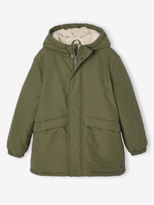 Parka met capuchon en sherpavoering voor jongens kaki