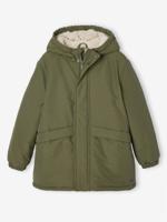 Parka met capuchon en sherpavoering voor jongens kaki