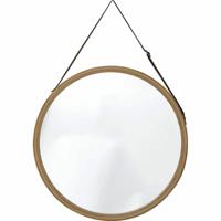 Wandspiegel aan ophangkoord - rond - bamboe - frame kleur naturel - 38 x 38 cm Wandspiegel aan ophangkoord - rond - bamboe - frame kleur naturel - 38 x 38 cm