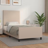 Bedframe met hoofdbord kunstleer cappuccinokleurig 100x200 cm