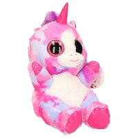 Keel Toys pluche eenhoorn knuffel - regenboog kleuren fuchsia roze - 25 cm - thumbnail