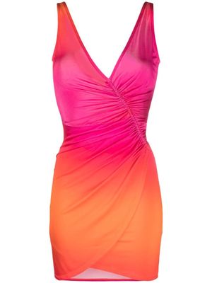 Louisa Ballou robe courte froncée à col v - Rose