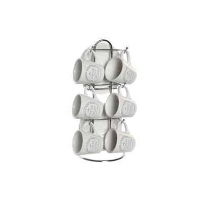 Set van Kopje met Schotel DKD Home Decor Wit Metaal Keramiek 180 ml 12 x 12 x 2 cm