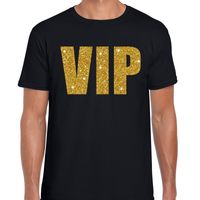 VIP tekst t-shirt zwart met gouden glitter letters heren