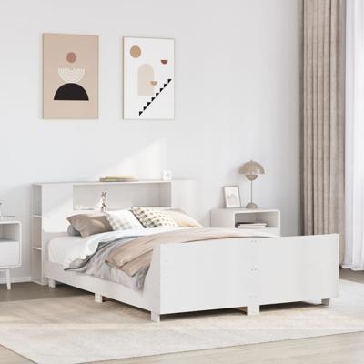 Bedframe zonder matras massief grenenhout wit 140x190 cm