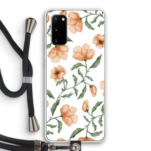Peachy flowers: Samsung Galaxy S20 Transparant Hoesje met koord