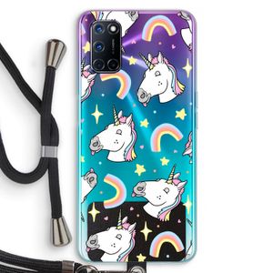 Rainbow Unicorn: Oppo A72 Transparant Hoesje met koord