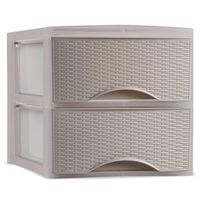 Thuis kantoor organizer ladeblok - 2 lades - 25 x 37 x 26 cm - opslag - Kunststof - Beige