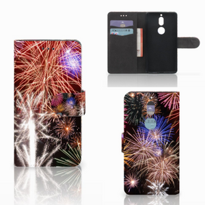 Nokia 7 Wallet Case met Pasjes Vuurwerk