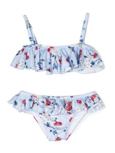 Monnalisa bikini volanté à imprimé graphique - Bleu