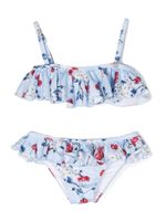 Monnalisa bikini volanté à imprimé graphique - Bleu