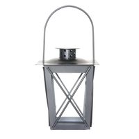 Zilveren tuin lantaarn/windlicht van ijzer 12 x 12 x 16 cm