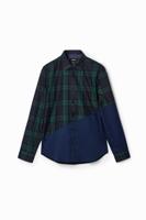 Shirt met geruite patch - BLUE - XL