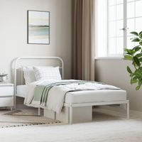 Bedframe met hoofdbord metaal wit 107x203 cm - thumbnail