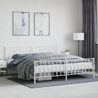 Bedframe met hoofd- en voeteneinde metaal wit 193x203 cm