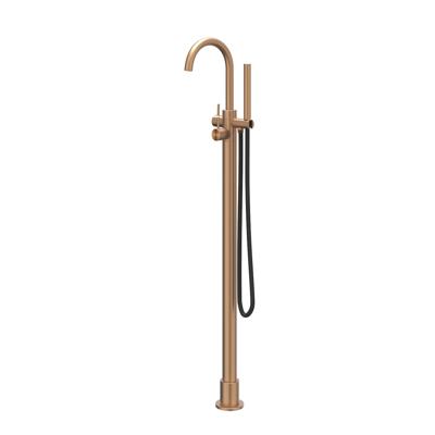Badmengkraan IVY Concord Vrijstaand Met Draaibare Uitloop Slang 150 cm En Staaf Handdouche Geborsteld Mat Koper PVD