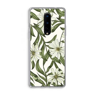 Wit bloemenpatroon: OnePlus 8 Transparant Hoesje