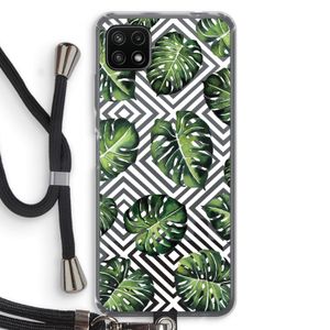 Geometrische jungle: Samsung Galaxy A22 5G Transparant Hoesje met koord