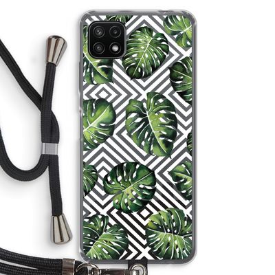 Geometrische jungle: Samsung Galaxy A22 5G Transparant Hoesje met koord
