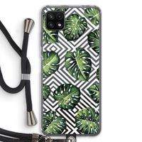 Geometrische jungle: Samsung Galaxy A22 5G Transparant Hoesje met koord
