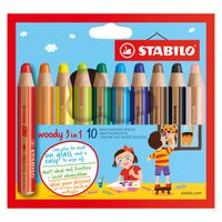 Stabilo woody 3in1 kleurpotloden - 10 kleuren