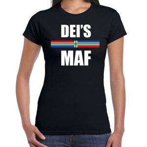 Gronings dialect shirt Deis maf met Groningense vlag zwart voor dames 2XL  -