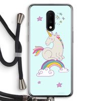 Regenboog eenhoorn: OnePlus 7 Transparant Hoesje met koord