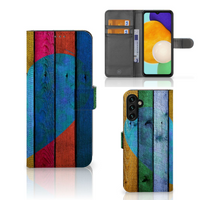 Samsung Galaxy A04s | Samsung Galaxy A13 5G Book Style Case Wood Heart - Cadeau voor je Vriend
