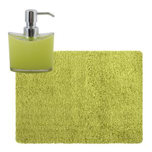 MSV badkamer droogloop tapijt - Langharig - 50 x 70 cm - incl zeeppompje 260 ml - limegroen