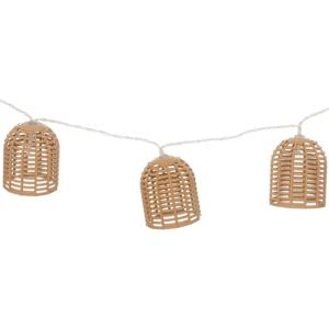 Atmosphera Solar tuin lantaarns snoer - naturel rotan - 335 cm - buiten - Led licht