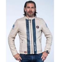 Carroll Shelby 'Classic Cut' Sheepskin Leather Jacket Ecru-L