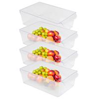 Koelkast/keuken organizer bak - 4x - transparant - kunststof - L32 x B20 x H10 cm - groente lade